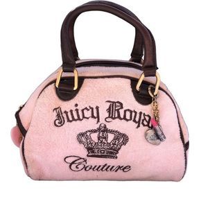 Juicy Couture RARE Juicy Royal Pink Velour Bowler Bag Barbiecore